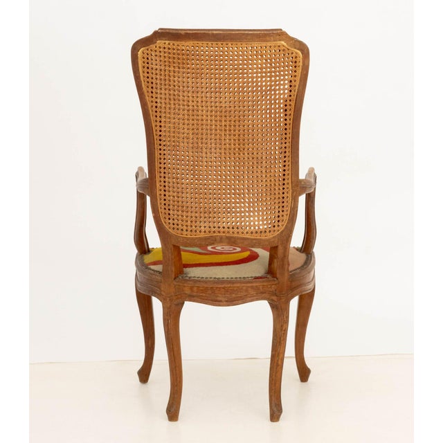 Set of Five Italian Provincial Style Cane-Paneled Walnut Dining Chairs For Sale - Image 15 of 15