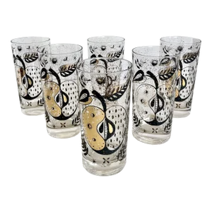 Set of 6 Georges Briard 22k "Forbidden Fruit" Apple Tall Glasses