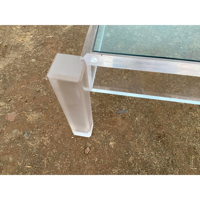 Vintage Mid Century Modern Lucite Glass Top Coffee Cocktail Table For Sale - Image 17 of 18