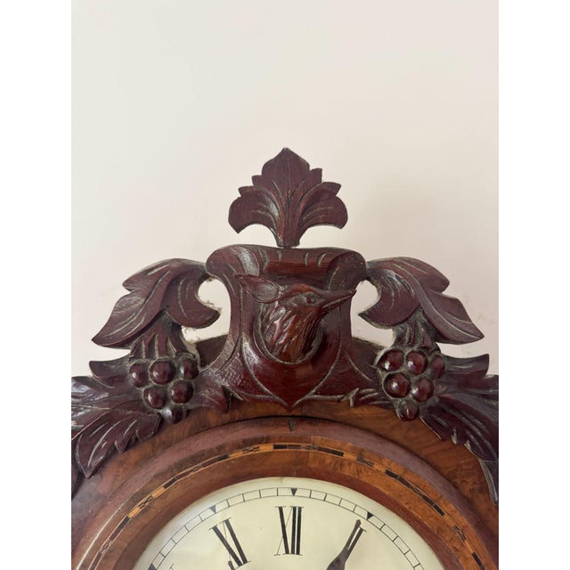 Brown Walnut Drop Dial Wall Clock, 1860 For Sale - Image 8 of 9