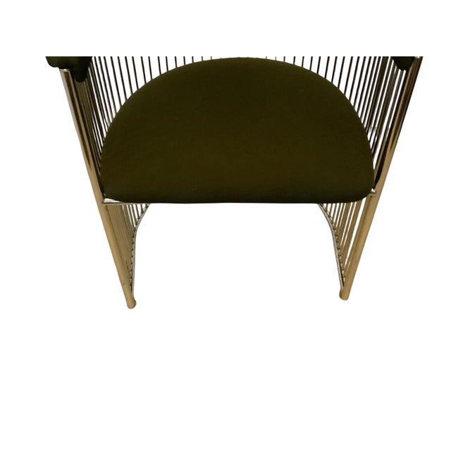 Beautiful MCM Vintage Club Barrel Chrome Chair W/Green Fabric For Sale - Image 4 of 4