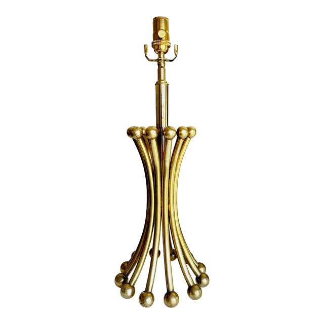 Single Solid Brass Rod & Ball Sheaf of Wheat Lamp For Sale