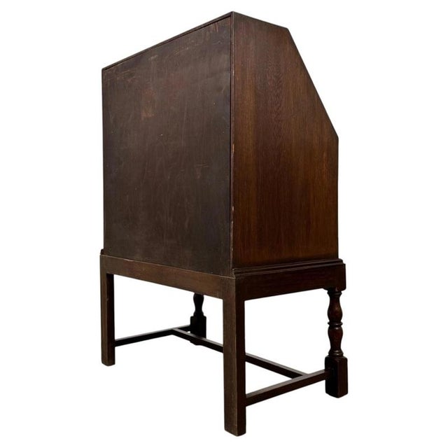 Antique Early 20th Century Edwardian Oak Bureau For Sale - Image 9 of 14