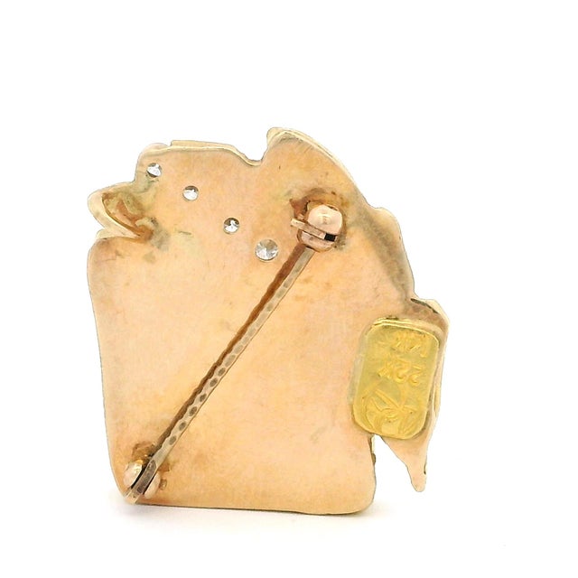 Vintage American Studio 22k Gold Opal Diamond Modernist Brooch For Sale - Image 13 of 14