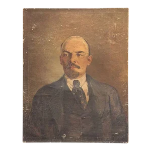 1930s Vladimir Lenin Oil on Canvas Portrait