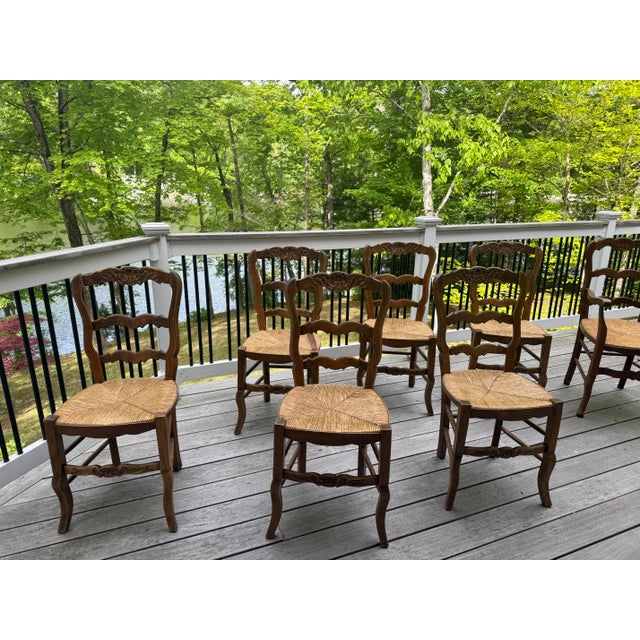 Antique French Cane Dining Chairs (Set ofSix) With One Side Chair Included With the Set For Sale - Image 4 of 4