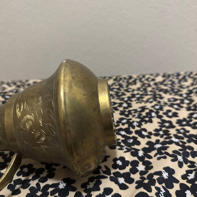 Vintage Etched Brass Pitcher Featuring Floral and Botanical Patterns. For Sale In New Orleans - Image 6 of 6