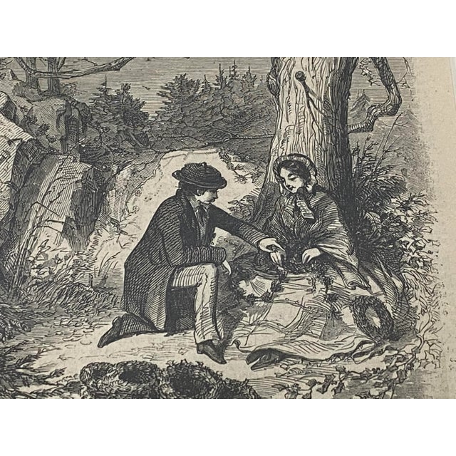 Black Mid 19th Century Winslow Homer "Gathering Evergreens" London Illustrated News Engraving C.1850 For Sale - Image 8 of 12
