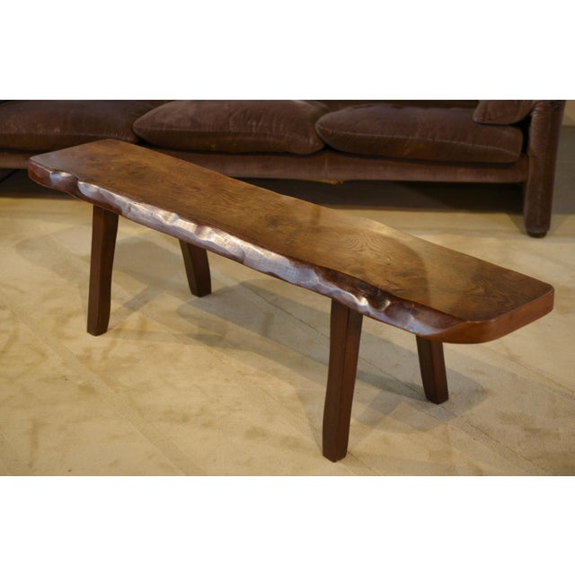 Brutalist Elm Bench from Aranjou, 1950s For Sale - Image 11 of 11