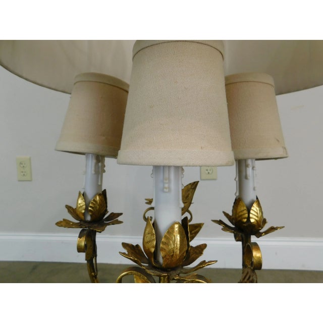 Metal Italian Gilt Metal Candelabra Lamp For Sale - Image 7 of 13
