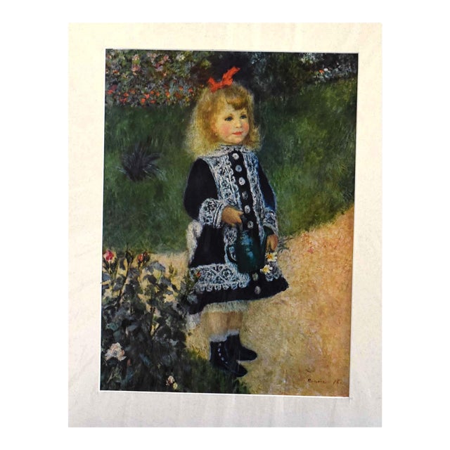 A Girl With a Watering Can" After Pierre-Auguste Renoir - Vintage Lithograph Print (15" X 19") For Sale