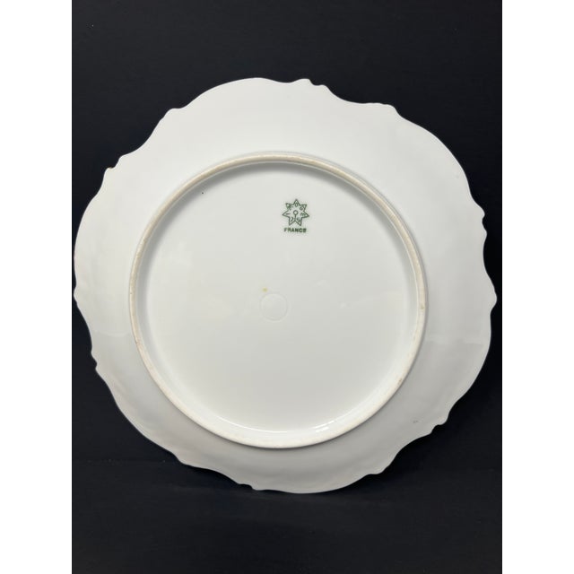 Victorian Antique French Limoges Hand Painted Rose Cabinet Plate, Gilt Scalloped Edge, c.1900 For Sale - Image 3 of 8