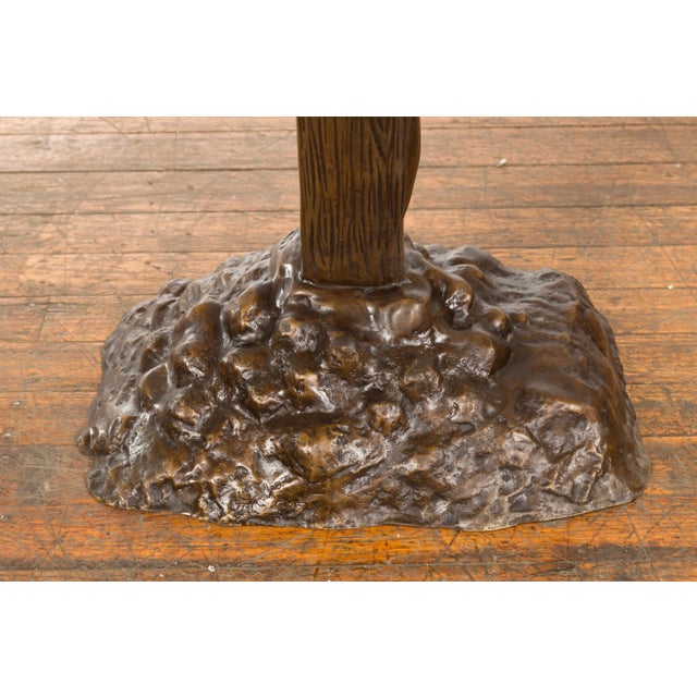 Contemporary Bronze Religious Cross with Trifold Extremities and Rocky Base For Sale - Image 11 of 12