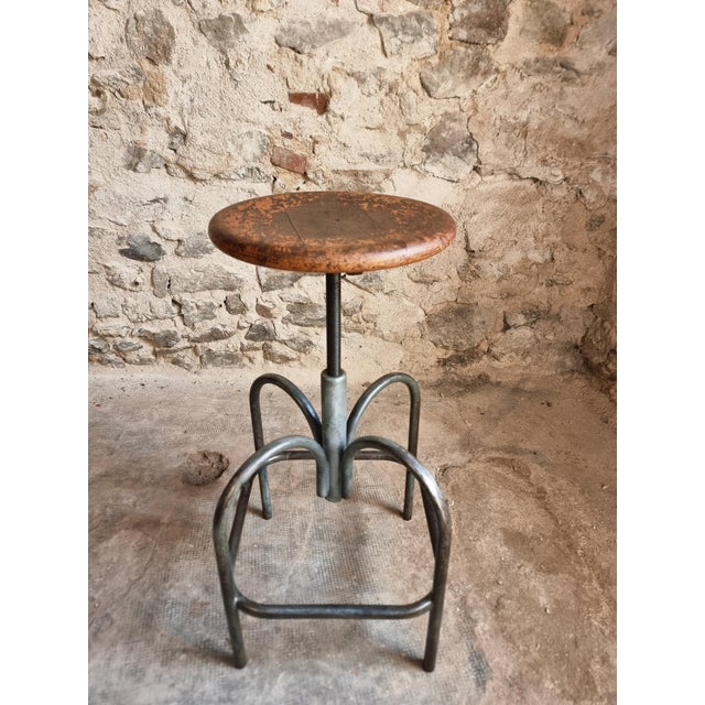 Vintage Industrial French Stool from Heliolith, 1950s For Sale - Image 9 of 18