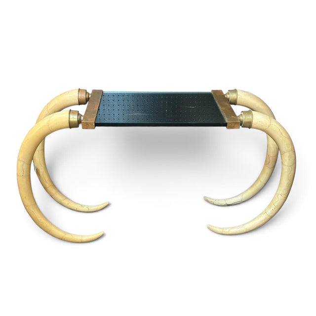 1980's Faux Elephant Tusk Console Table and Mirror For Sale - Image 10 of 10