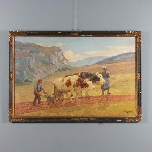 Clovis Terraire, La bourage en Bugey, Oil on Canvas, Framed For Sale - Image 15 of 15