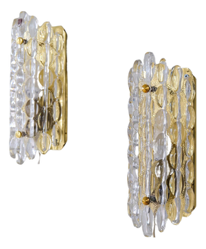 Mid-Century Modern Bubble Wall Lamps attributed to Carl Fagerlund for Orrefors, Sweden, 1960s, Set of 2