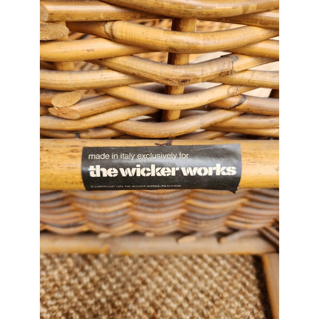 Wood 1960's Wicker Loveseat Sofa For Sale - Image 7 of 11