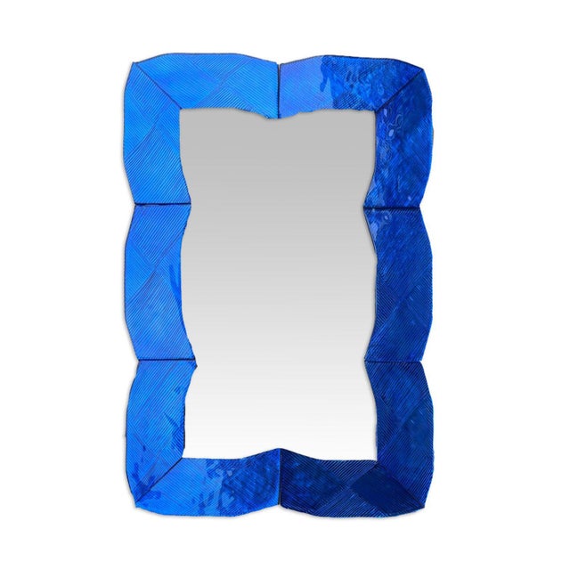 Blue Wave Murano Glass Mirror by Fratelli Tosi For Sale - Image 9 of 9