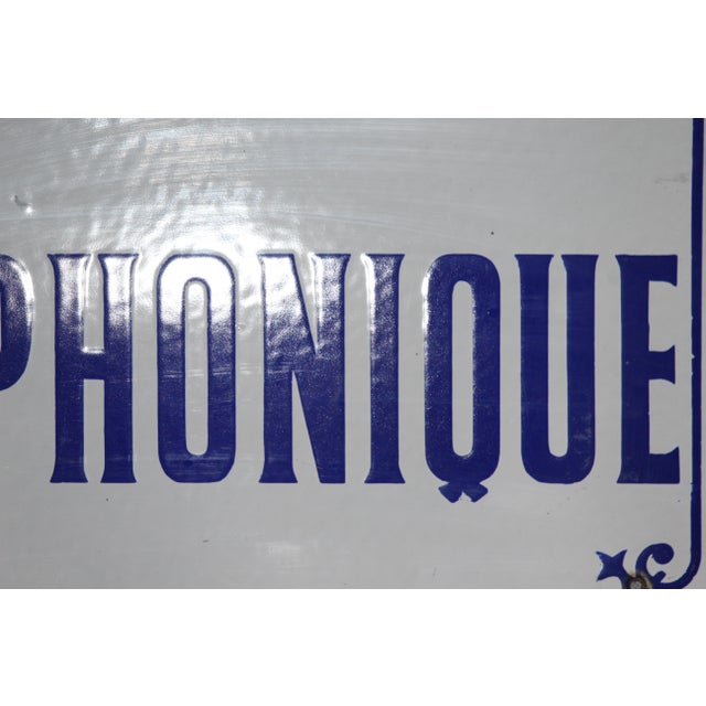 Phone Box Sign in Blue and White Enamel Metal, 1970s For Sale - Image 11 of 18