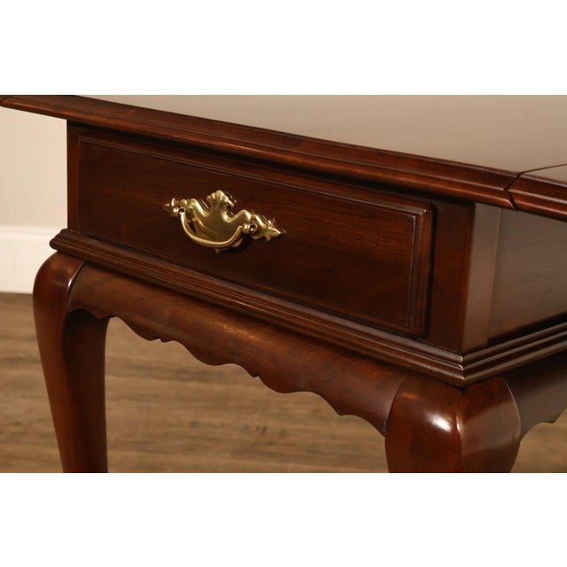 Ethan Allen Vintage Queen Anne Style Cherry Drop Leaf Side Table For Sale - Image 9 of 18