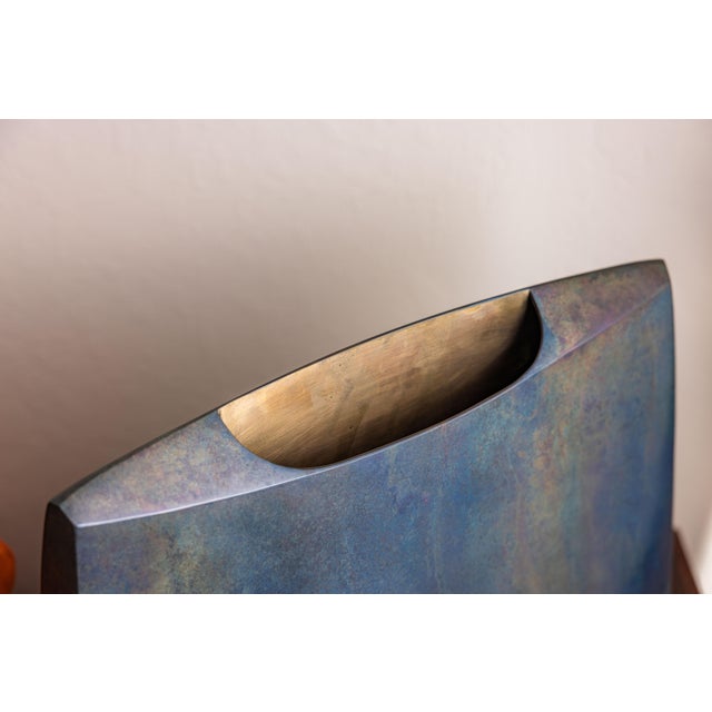 Vintage Jeffrey Brown 2003 Signed Patinated Bronze Sculptural Vessel For Sale - Image 10 of 10