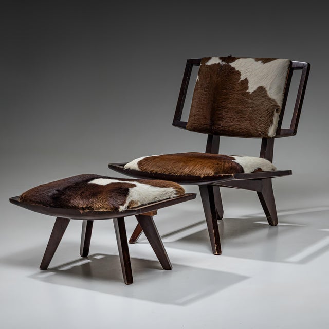 Animal Skin Paul László Lounge Chair with Ottoman, Glenn of California, USA, 1950s For Sale - Image 7 of 8
