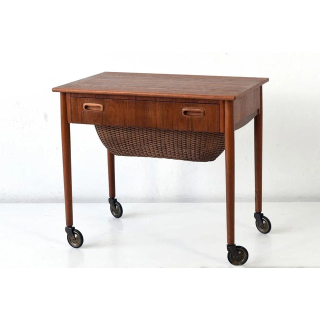 Danish Sewing Box on Castors, 1960s For Sale - Image 9 of 9