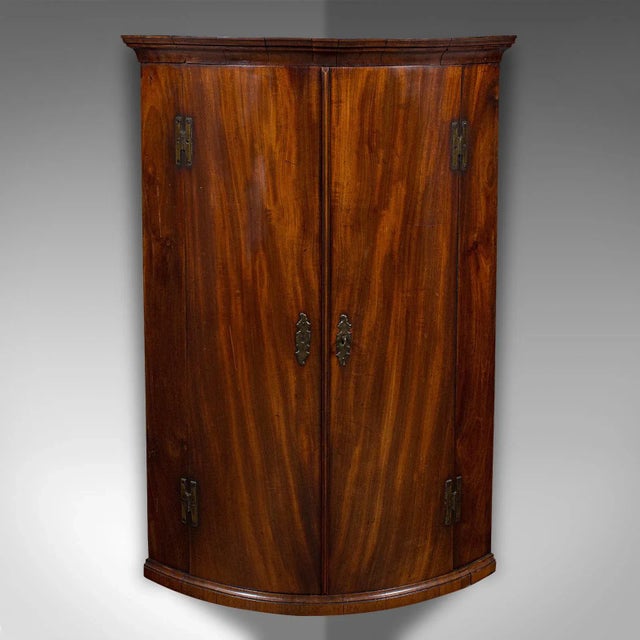 Traditional 1750's Antique Bow Front Corner Cabinet For Sale - Image 3 of 9