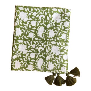 Block Printed Cotton Table Runner Secret Garden | Lizzet Frausto For Sale