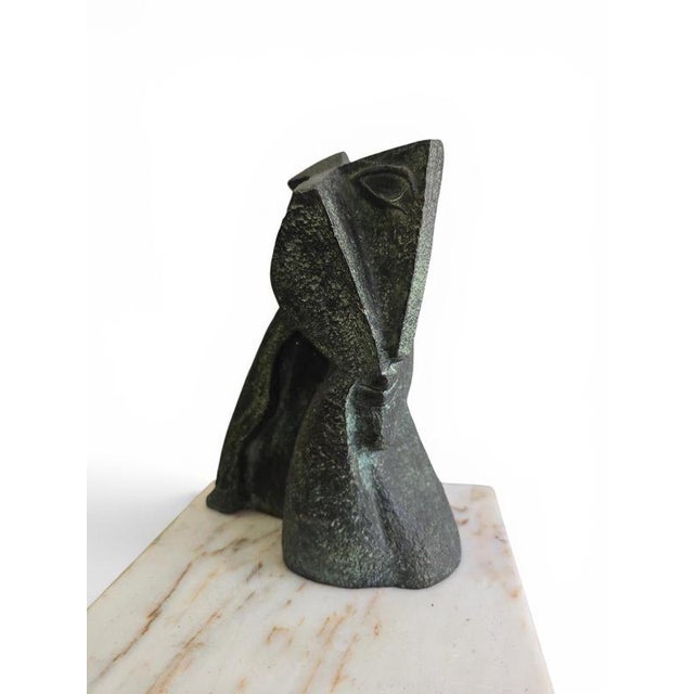 Exceptional abstract head sculpture by the renowned artist Montserrat Faura, executed in patinated bronze and signed and...