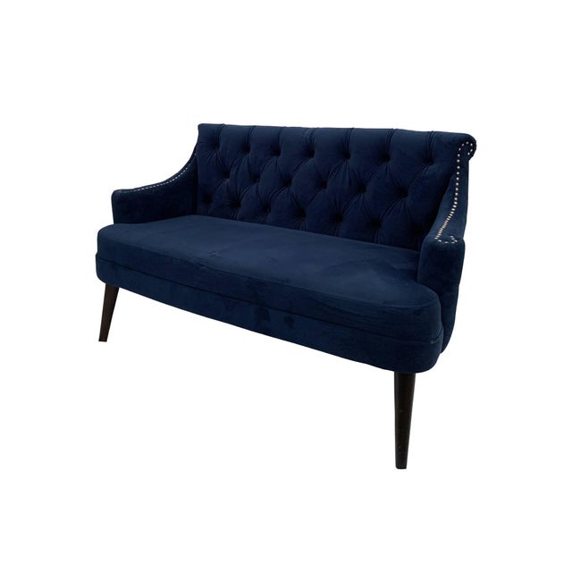 Navy Blue Velvet Tufted Sofa Chairish