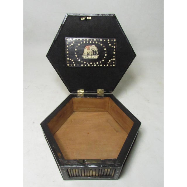 Antique Anglo Indian hexagonal shaped porcupine quill box, c.1900 An unusual shaped folk art box made in Ceylon, now Sri...