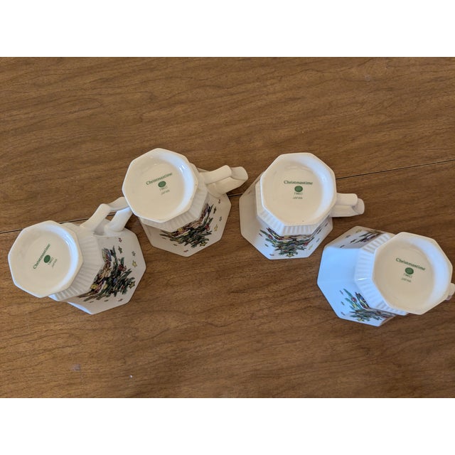 Late 20th Century Late 20th Century Nikko Christmastime Octagonal Footed Set of Coffee Mugs - Set of 4 For Sale - Image 5 of 6