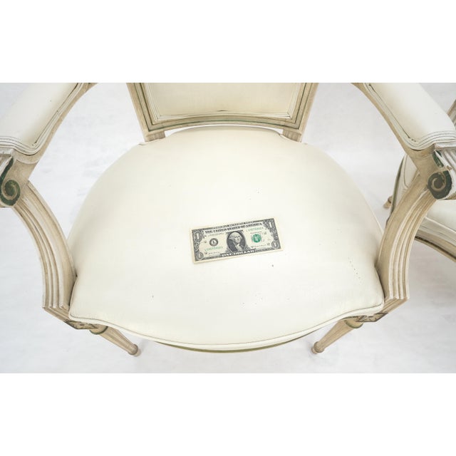 Pair of Directoire French Open Arms Painted Frames Arm Chairs For Sale - Image 9 of 13