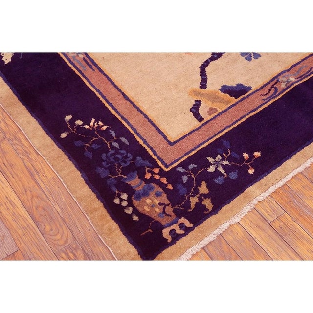 1920s Beige Floral Antique Chinese Art Deco Carpet 5'x7'8" Handknotted Wool Rug For Sale In New York - Image 6 of 6