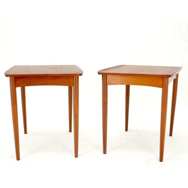 Pair of Danish Mid Century Modern Rolled Edges Side End Tables Stands Dowel Legs For Sale - Image 11 of 12