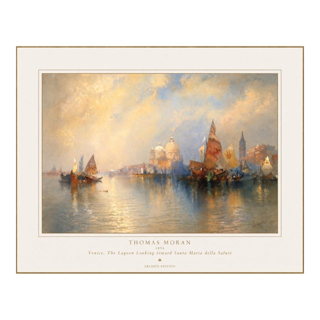 Thomas Moran 1894 Venice Fine Art Mounted Gallery Board Print - The Lagoon For Sale