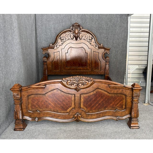 Hollywood Regency Michael Amini Windsor Court King Size Bed Frame For Sale - Image 3 of 17
