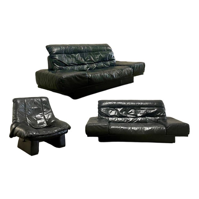 Leather RB 3400 Sofas and RB 2900 Armchair by Rolf Benz, Germany, 1980s, Set of 3 For Sale
