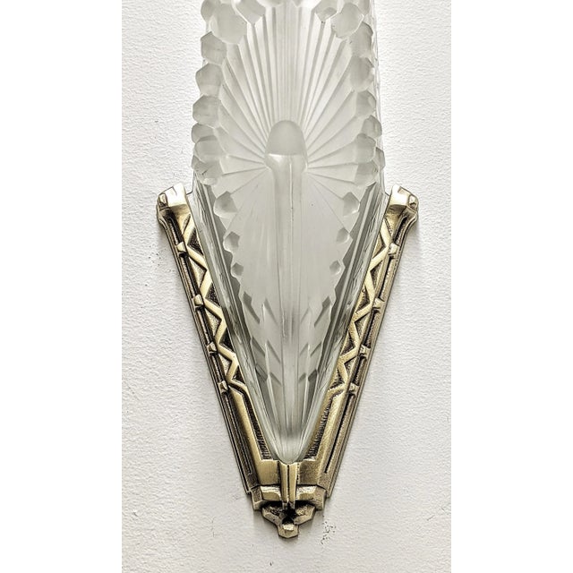 Schneider Glass Pair of French Art Deco Sconces Signed by Schneider For Sale - Image 4 of 8
