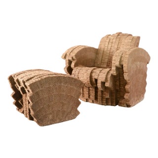 Set of Limited Ed. Nr. 14 of 100 Little Beaver Chair and Ottoman by Frank Gehry from Vitra, 1990s For Sale