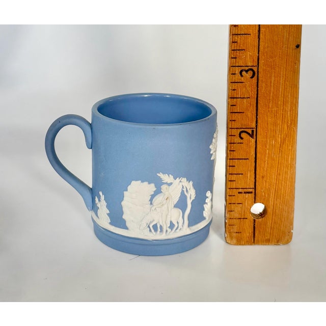 Vintage Wedgwood Jasperware Demitasse Cup and Saucer – Glazed Interior - Pale Blue Espresso Set For Sale In Miami - Image 6 of 6