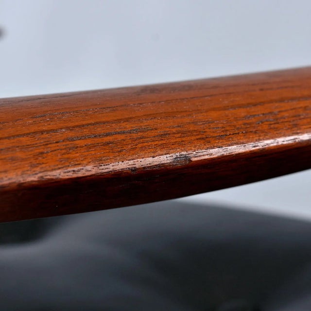 Pair of Restored Moreddi 1950's Danish Teak Rocking Chairs in Black Leather For Sale - Image 11 of 11