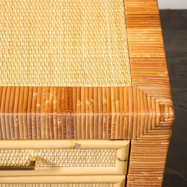 Bielecky Brothers Mid-Century Modernist Rattan & Bamboo Wrapped Desk Signed Bielecky Brothers For Sale - Image 4 of 18