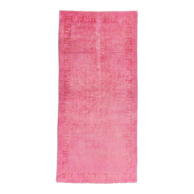 Vintage Turkish Pink Oushak Rug, 04'05 X 09'04 For Sale