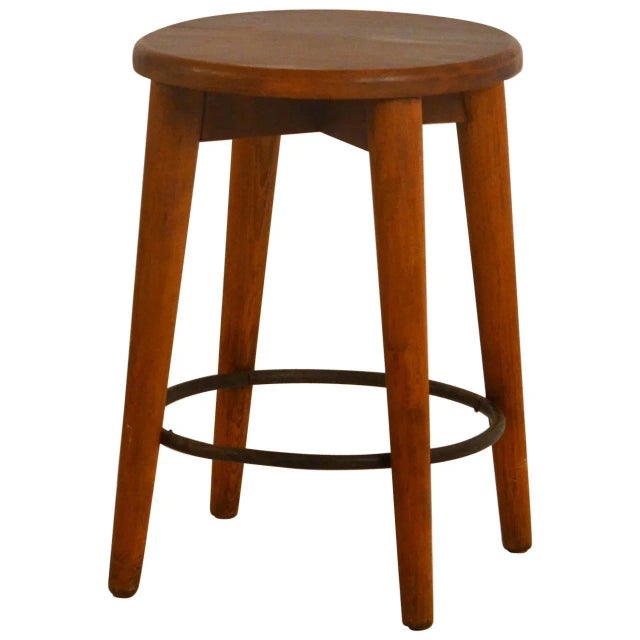 Patinated Oak Stool in the Style of Les Artisans De Marolles For Sale - Image 11 of 11