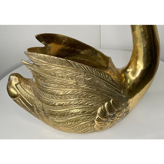 Vintage Brass Swan Planter For Sale - Image 11 of 12