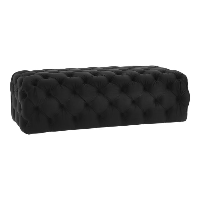 Kaylee Jumbo Black Velvet Ottoman For Sale