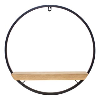 Wood Circle Shelf in Metal Frame 17.5"D For Sale